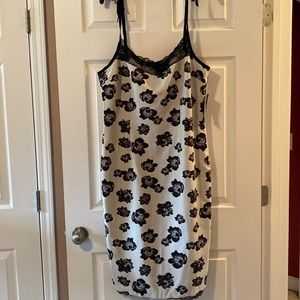 Black and cream floral slip dress.